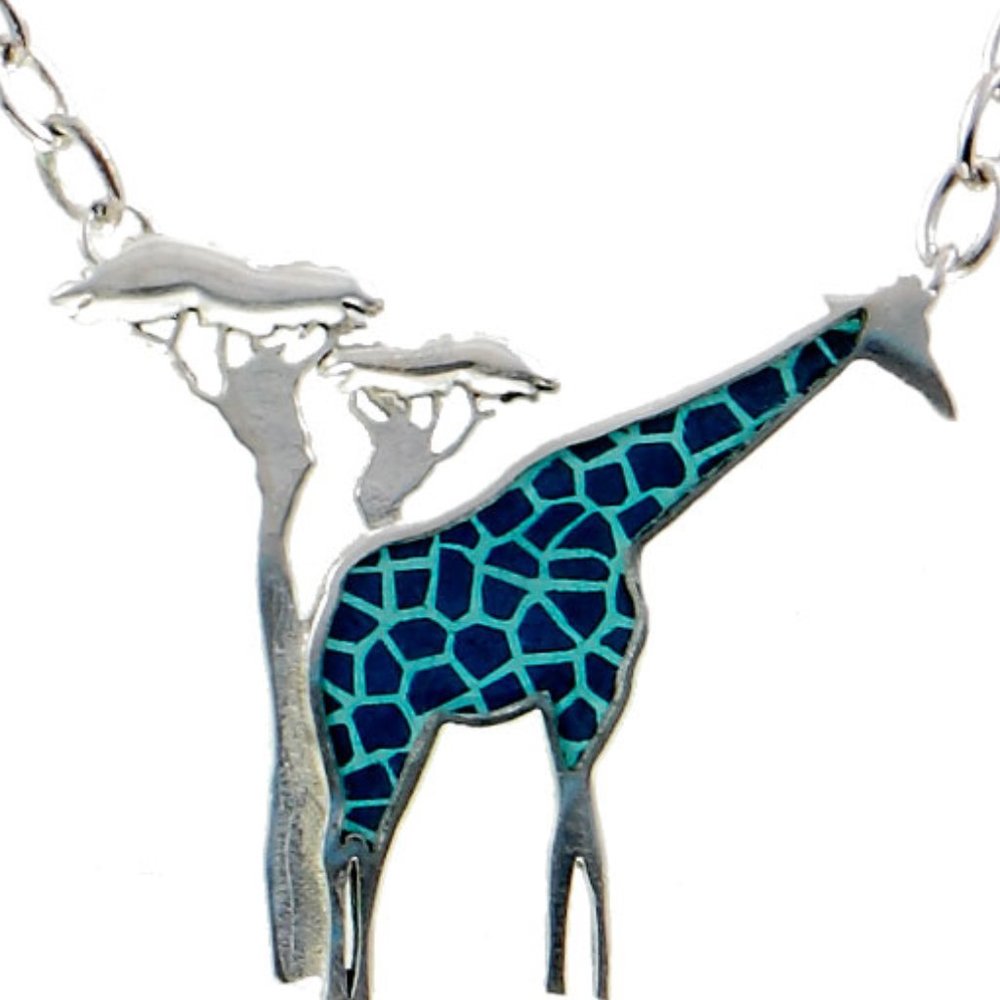 TEAL BLUE GIRAFFE NECKLACE